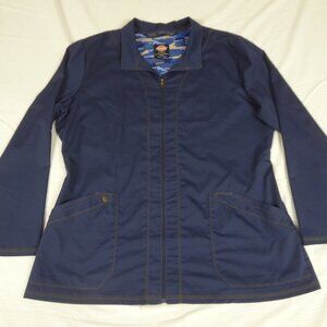 DICKIES SOFT STRONG ZIP UP SCRUB UNIFORM JACKET LONG SLEEVE SHIRT XL BLUE K676